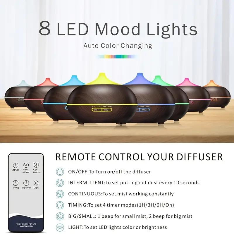 Essential Oil Diffuser 18.6Oz, Ultrasonic Aromatherapy Diffuser Mist Humidifiers, Humidifier with 8 Color Lights, 4 Timer Setting, Auto Shut-Off, Office Home Bedroom Living, Large Room Jellyfish Lamp