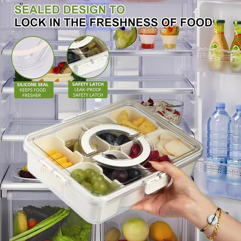 Portable Snack Box with Lid and Handle, Food Tray for Parties, Picnics, Vegetables, Fruits, Nuts, Candy, Entertainment Use