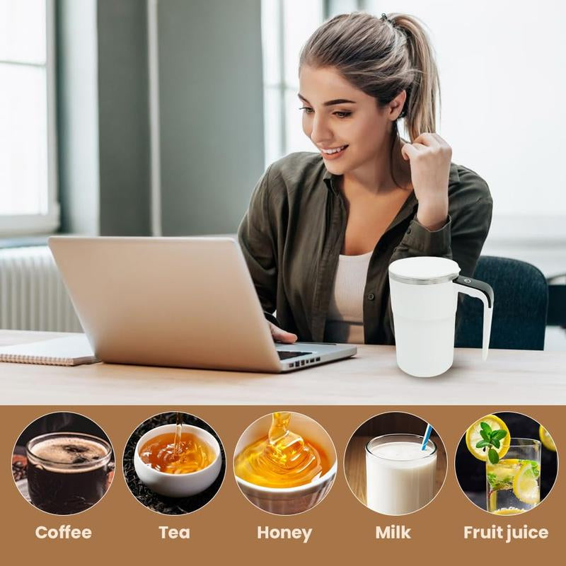 Self Stirring Mug, Rechargeable Auto Magnetic Coffee Mug with Digital Display, Waterproof Automatic Mixing Cup for Milk/Cocoa at Office/Kitchen/Travel 13Oz, Best Gift