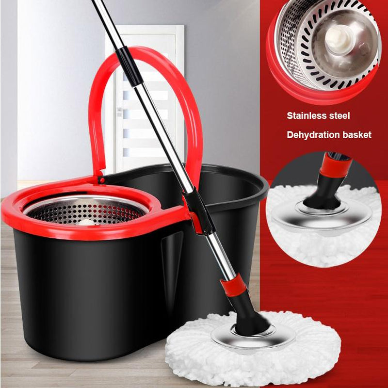 Virul Spin Mop Bucket Set with 360 Rotation, Self Wringing Mop Microfiber Refiils for Floor Cleaning, Stainless Steel Spin Mop and Bucket with 3Pcs Mop Heads