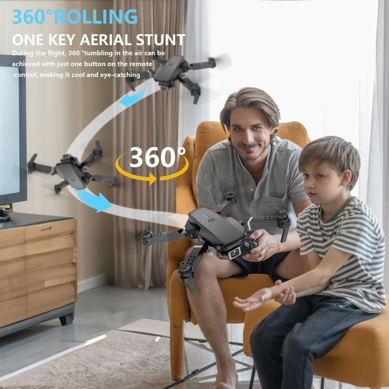 E88 Drone with Ultra HD Camera, Altitude Hold, Six-Axis Gyro, One-Key Takeoff/Landing, 360° Flip, Headless Mode, Foldable Mini Quadcopter for Beginners & Kids, Remote Control Toys for Adult Gifts