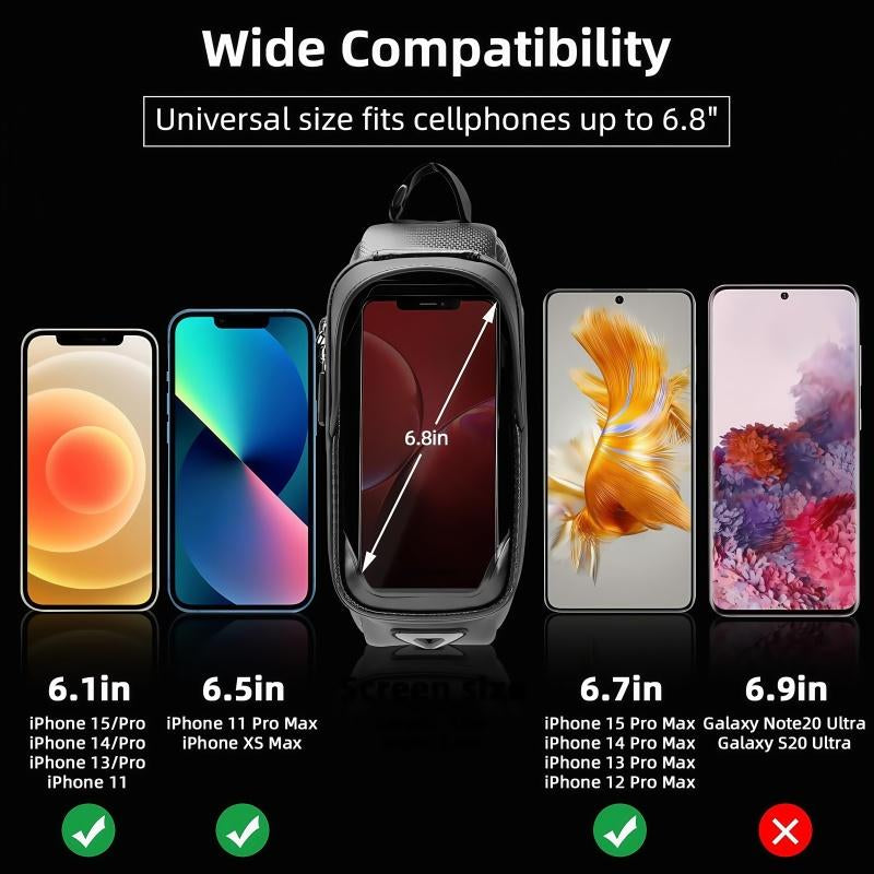 ROCKBROS Bike Bag Phone Mount Bag Bicycle Accessories Pouch, EVA Waterproof Bike Phone Holder Top Tube Front Frame Bag Handlebar Bags Compatible Phones under 6.8”