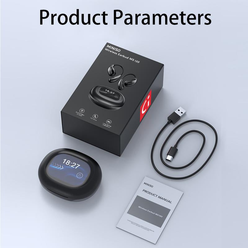 MINISO MS189 Wireless Earphones,Stereo HIFI Sound Earphones,Full Color Display Touch,Up to 48 Hours Power ,Ultra-Comfort Wireless Headphones,For Gym Running Workout