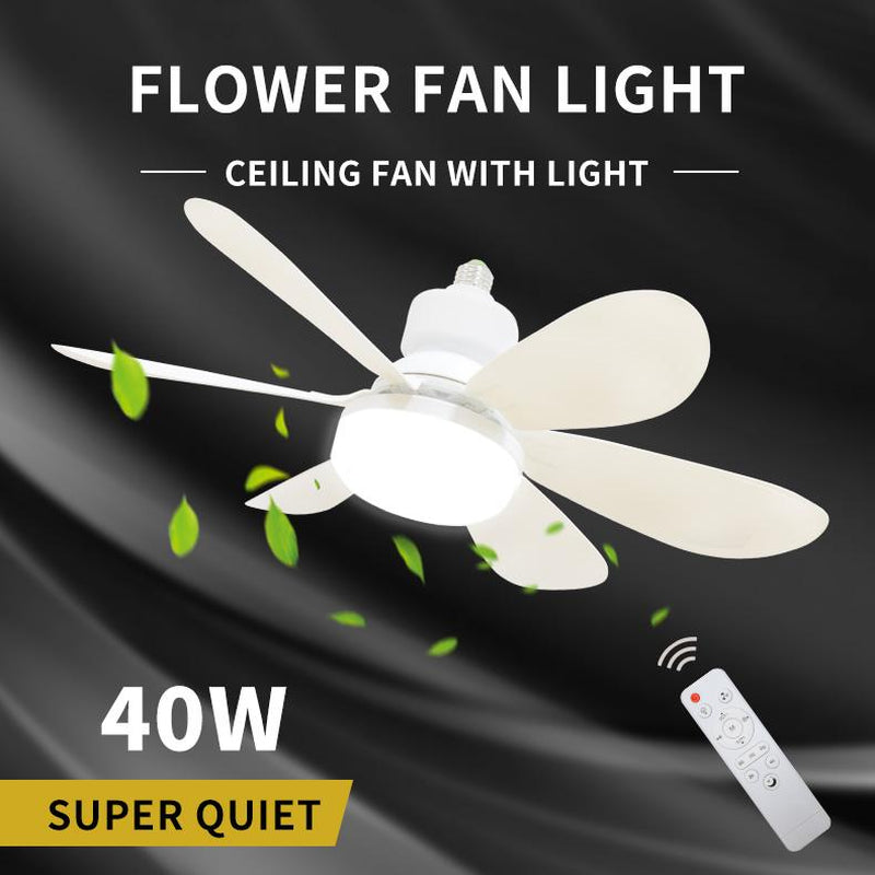 Remote-Controlled Dimmable Ceiling Fan Light | 3-In-1 LED Light + Fan | No Tools Needed – Perfect for Dorms & Bathrooms