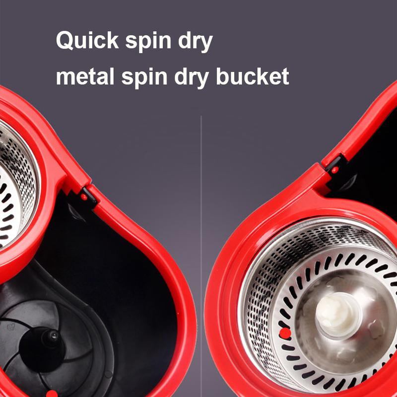 Virul Spin Mop Bucket Set with 360 Rotation, Self Wringing Mop Microfiber Refiils for Floor Cleaning, Stainless Steel Spin Mop and Bucket with 3Pcs Mop Heads