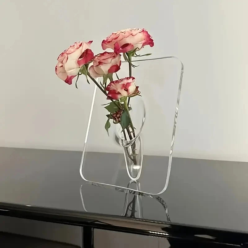 Simple Transparent Picture Frame Vase Creative Flower Arrangement Office Decoration Ornament Give Wife Commemorative Gift