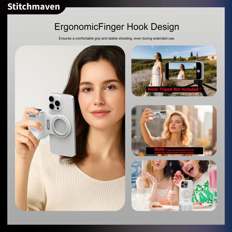 Telesin Magnetic Phone Camera Grip,Anti Shake,Multi Function Bluetooth Shutter,Compatible with IOS and Android,Selfie Tools,Daily Use