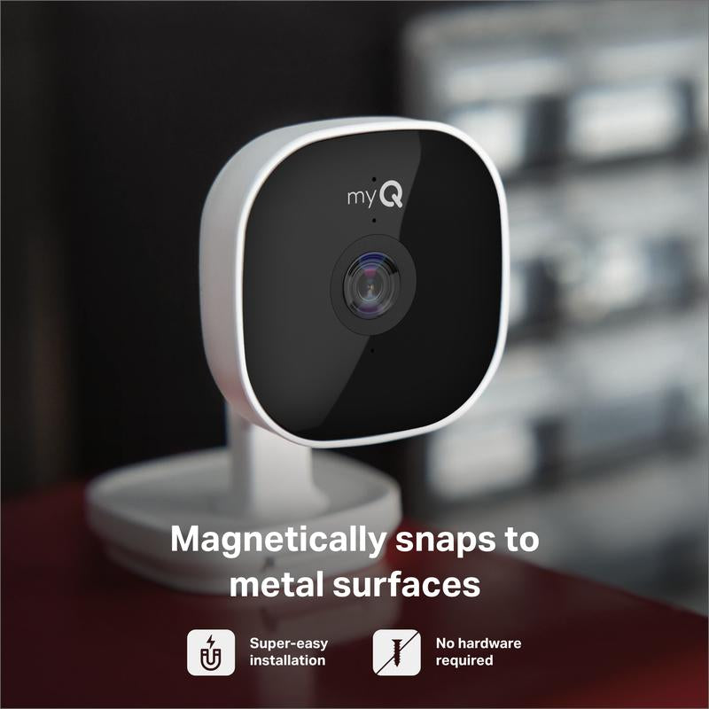 Myq Smart Garage Security Camera – 1080P HD Video, Night Vision, Motion Detection, Magnetic, Wi-Fi, Two-Way Audio, Smartphone Control Lens