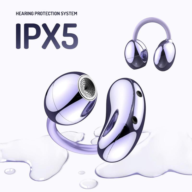 MINISO MS192 Clip on Earbuds Open Ear Wireless BT 5.4 Headphones with Mic and APP, 48H Play, Noise Cancelling, Waterproof, Sports Ear Buds, Comfortable for Ears & Glasses Wearers, Workouts