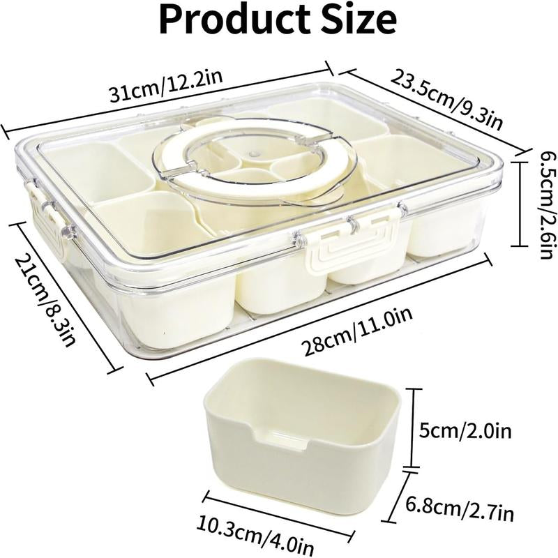 Portable Snack Box with Lid and Handle, Food Tray for Parties, Picnics, Vegetables, Fruits, Nuts, Candy, Entertainment Use