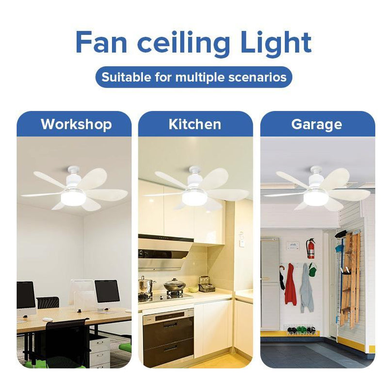 Remote-Controlled Dimmable Ceiling Fan Light | 3-In-1 LED Light + Fan | No Tools Needed – Perfect for Dorms & Bathrooms