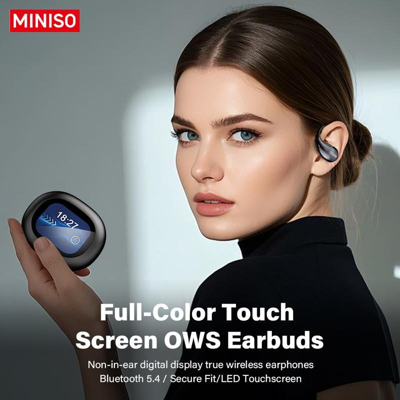 MINISO MS189 Wireless Earphones,Stereo HIFI Sound Earphones,Full Color Display Touch,Up to 48 Hours Power ,Ultra-Comfort Wireless Headphones,For Gym Running Workout