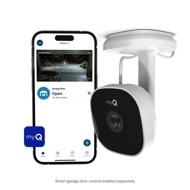 Myq Smart Garage Security Camera – 1080P HD Video, Night Vision, Motion Detection, Magnetic, Wi-Fi, Two-Way Audio, Smartphone Control Lens
