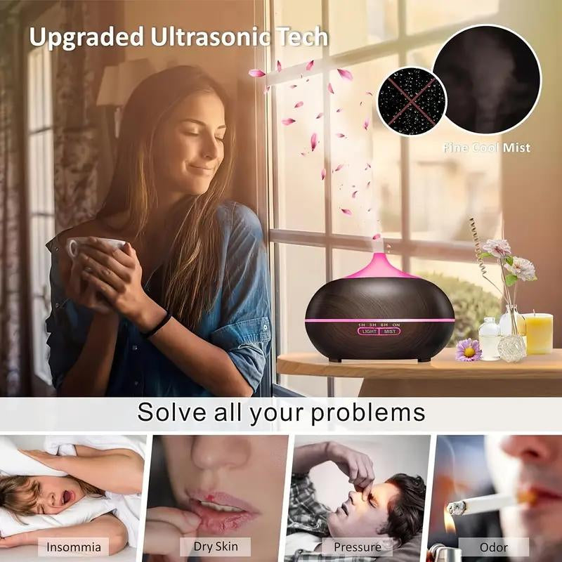 Essential Oil Diffuser 18.6Oz, Ultrasonic Aromatherapy Diffuser Mist Humidifiers, Humidifier with 8 Color Lights, 4 Timer Setting, Auto Shut-Off, Office Home Bedroom Living, Large Room Jellyfish Lamp