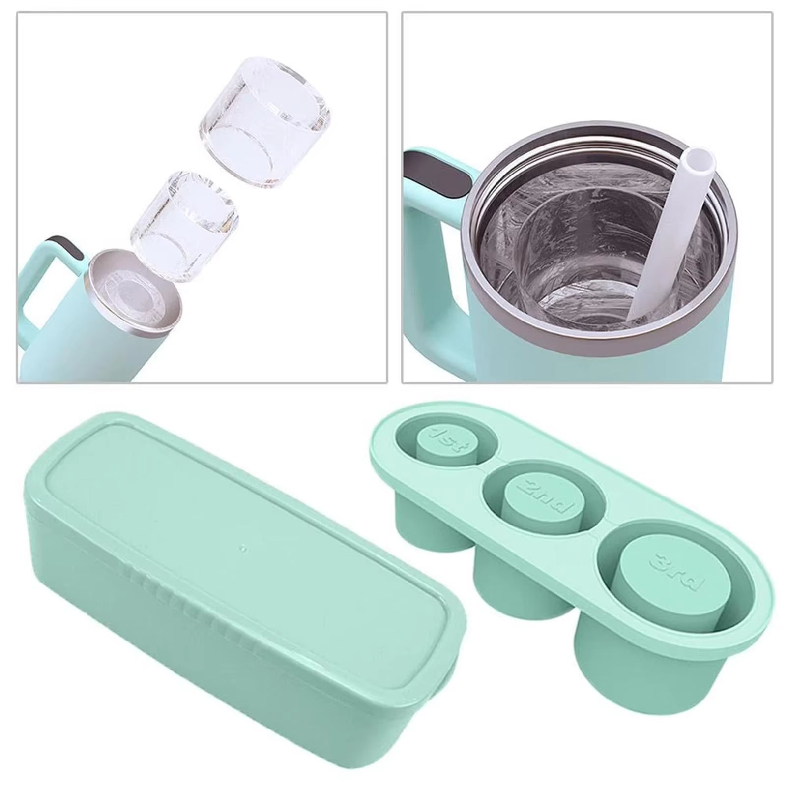 Silicone Ice Cube Molds with Lid for 30/40 Oz Tumbler Cups for Water Mug Easy Fill and Release Ice Maker Ice Cube Tray