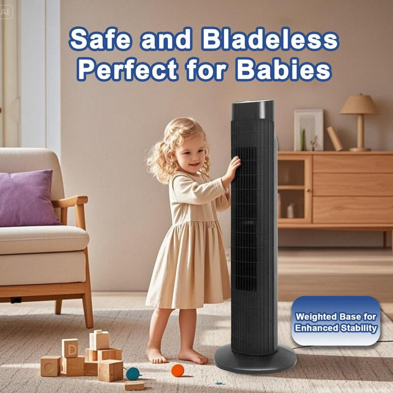 TMWINGS Tower Fan for Bedroom, 36/40/42 Inch Quiet Standing Fan, 90° Oscillating Bladeless Cooling Fan with Remote & Touch Control, 3 Speeds, 3 Modes, 24H Timer, High Velocity Airflow, Child-Safe Design, Floor Fan for Home Living Room Office