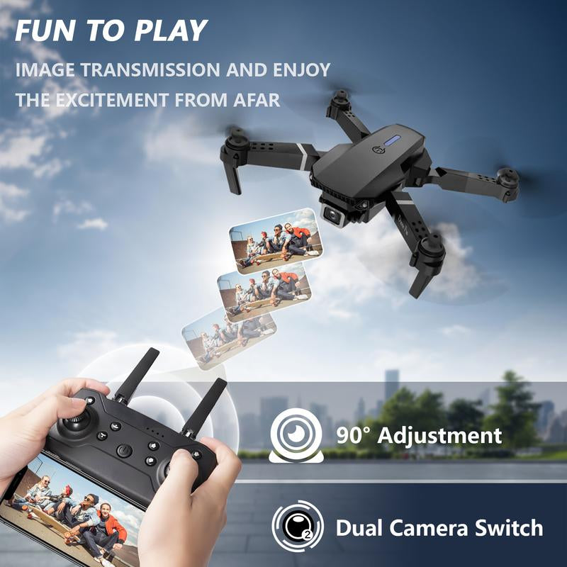 E88 Drone with Ultra HD Camera, Altitude Hold, Six-Axis Gyro, One-Key Takeoff/Landing, 360° Flip, Headless Mode, Foldable Mini Quadcopter for Beginners & Kids, Remote Control Toys for Adult Gifts