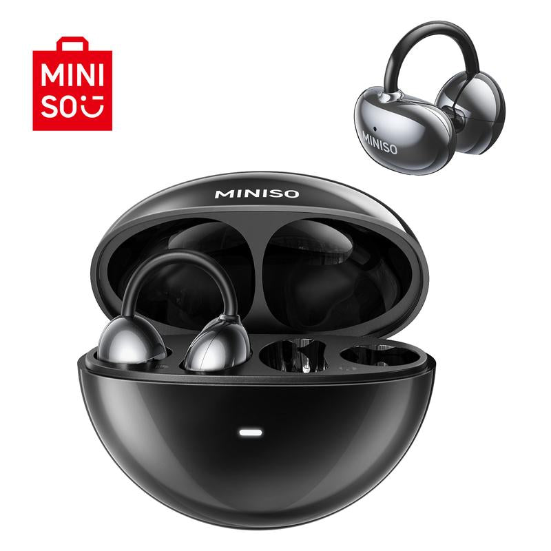 MINISO MS192 Clip on Earbuds Open Ear Wireless BT 5.4 Headphones with Mic and APP, 48H Play, Noise Cancelling, Waterproof, Sports Ear Buds, Comfortable for Ears & Glasses Wearers, Workouts