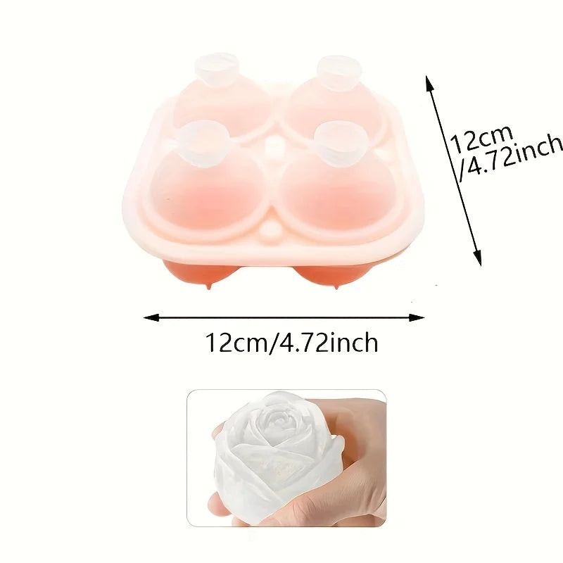 Silicone Rose-Shaped Ice Mold Tray - 1Pc, Ideal for Chilled Beverages, Coffee & Juice, Perfect Summer Kitchen Accessory