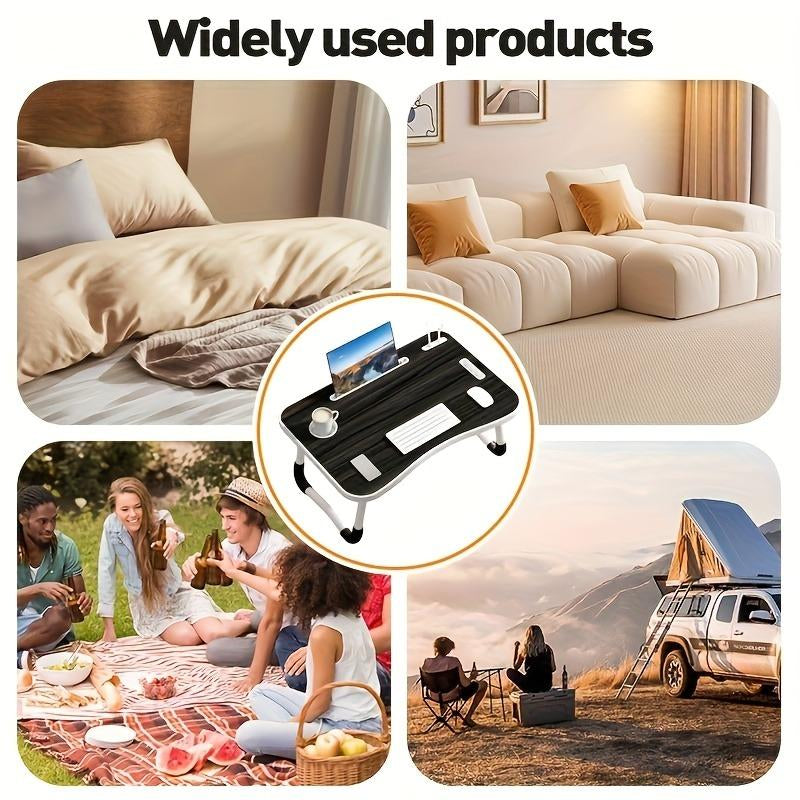 Laptop Bed Desk – Portable Foldable Lap Desk with Storage Drawer & Cup Holder for Bed, Couch, Working, and Reading