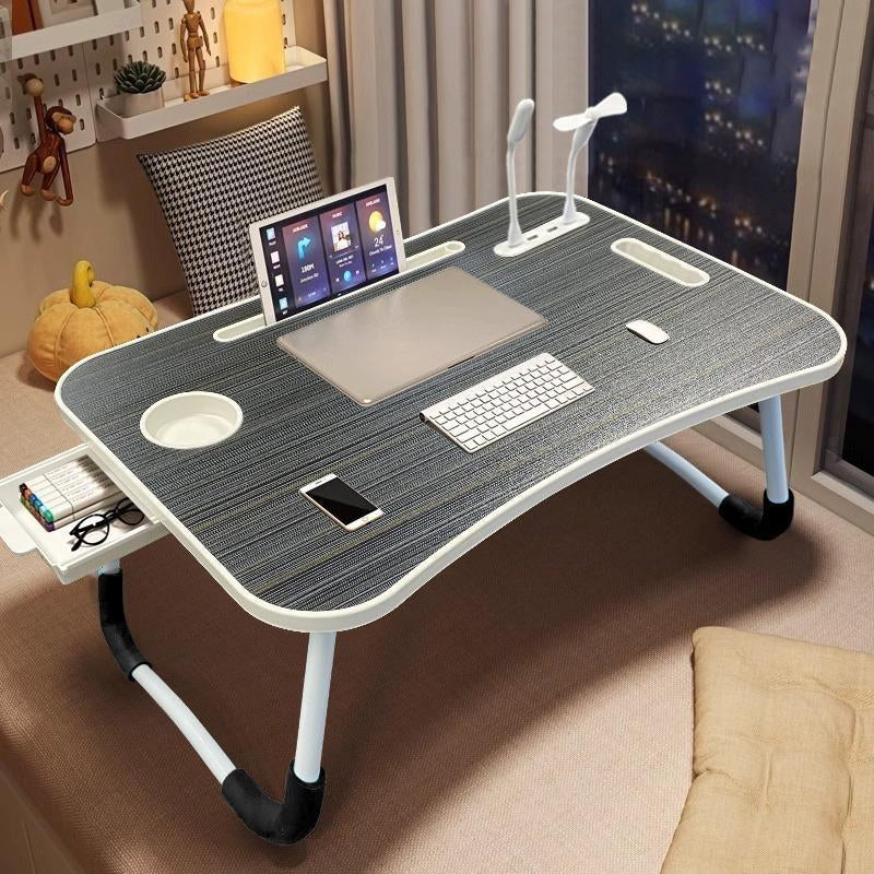 Laptop Bed Desk – Portable Foldable Lap Desk with Storage Drawer & Cup Holder for Bed, Couch, Working, and Reading