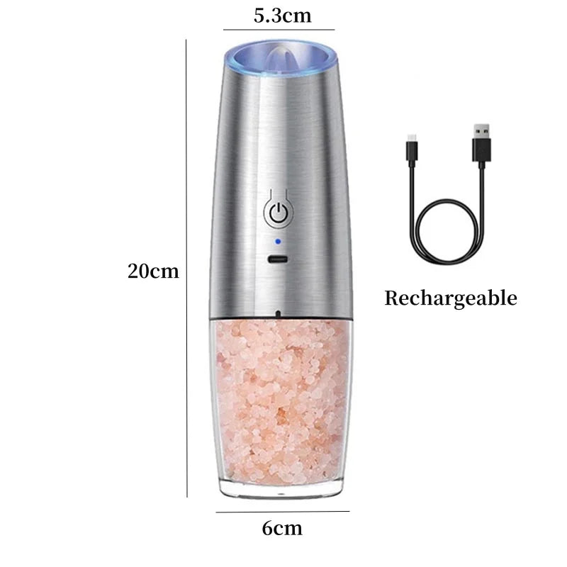 Gravity Induction Electric Salt and Pepper Grinder, USB Charging, Spice Shakers, Kitchen Tool, Pepper Mill Set, Seasoning Bottle