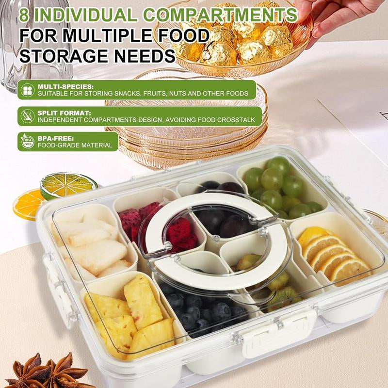 Portable Snack Box with Lid and Handle, Food Tray for Parties, Picnics, Vegetables, Fruits, Nuts, Candy, Entertainment Use