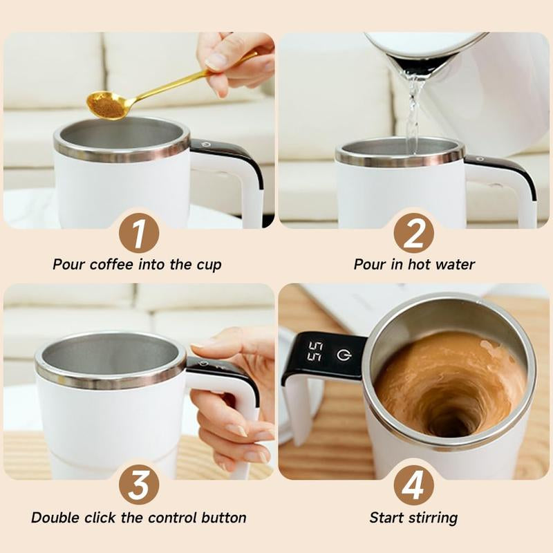 Self Stirring Mug, Rechargeable Auto Magnetic Coffee Mug with Digital Display, Waterproof Automatic Mixing Cup for Milk/Cocoa at Office/Kitchen/Travel 13Oz, Best Gift
