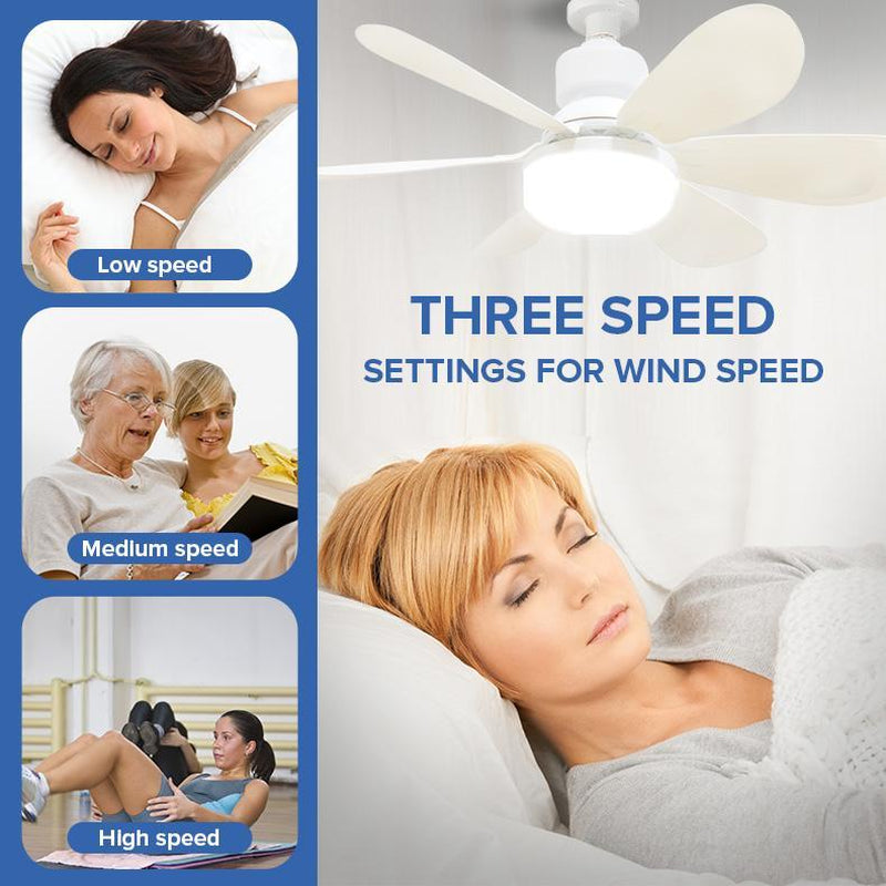 Remote-Controlled Dimmable Ceiling Fan Light | 3-In-1 LED Light + Fan | No Tools Needed – Perfect for Dorms & Bathrooms