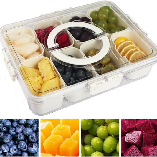 Portable Snack Box with Lid and Handle, Food Tray for Parties, Picnics, Vegetables, Fruits, Nuts, Candy, Entertainment Use