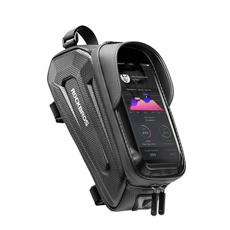 ROCKBROS Bike Bag Phone Mount Bag Bicycle Accessories Pouch, EVA Waterproof Bike Phone Holder Top Tube Front Frame Bag Handlebar Bags Compatible Phones under 6.8”