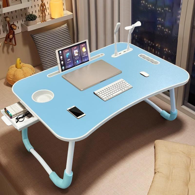 Laptop Bed Desk – Portable Foldable Lap Desk with Storage Drawer & Cup Holder for Bed, Couch, Working, and Reading
