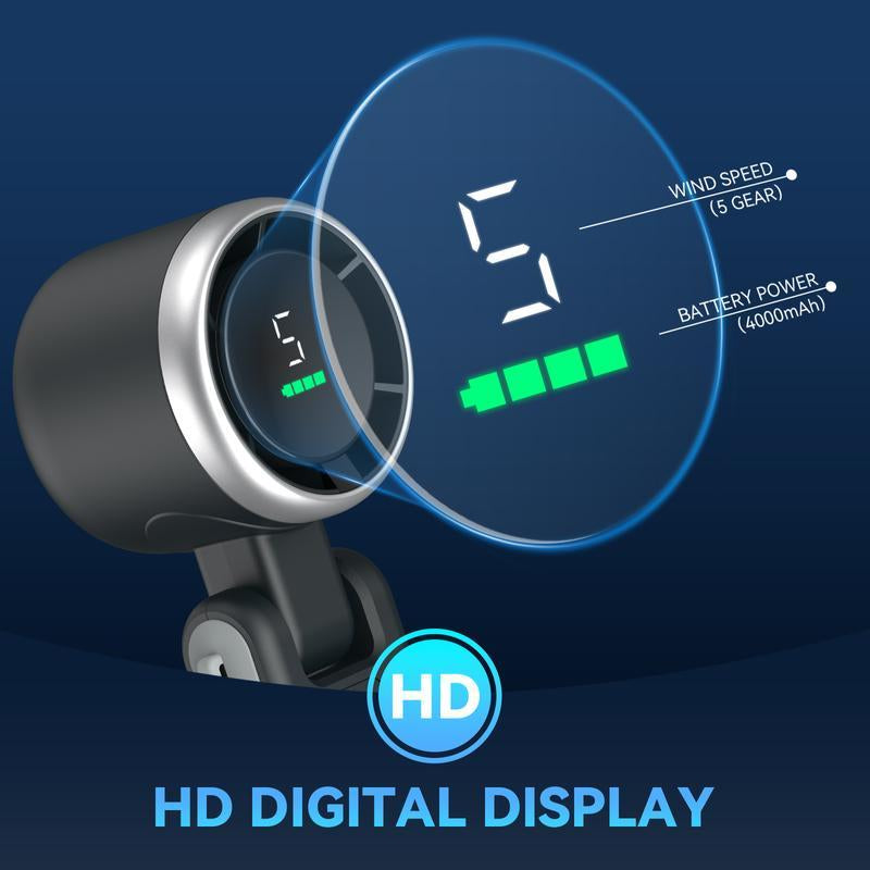 Portable Folding High-Speed Handheld Fan, 5 Gear Wind,4000Mah Battery Operated, up to 10 Working Hours, 3 in 1 Hand Fan Rechargeable with Air Turbo Tech Cooling Fan for Outdoor Activities, Travel, Working,Must-Haves in Summer