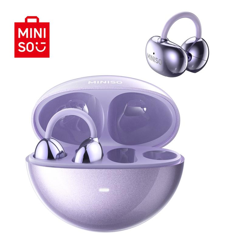 MINISO MS192 Clip on Earbuds Open Ear Wireless BT 5.4 Headphones with Mic and APP, 48H Play, Noise Cancelling, Waterproof, Sports Ear Buds, Comfortable for Ears & Glasses Wearers, Workouts