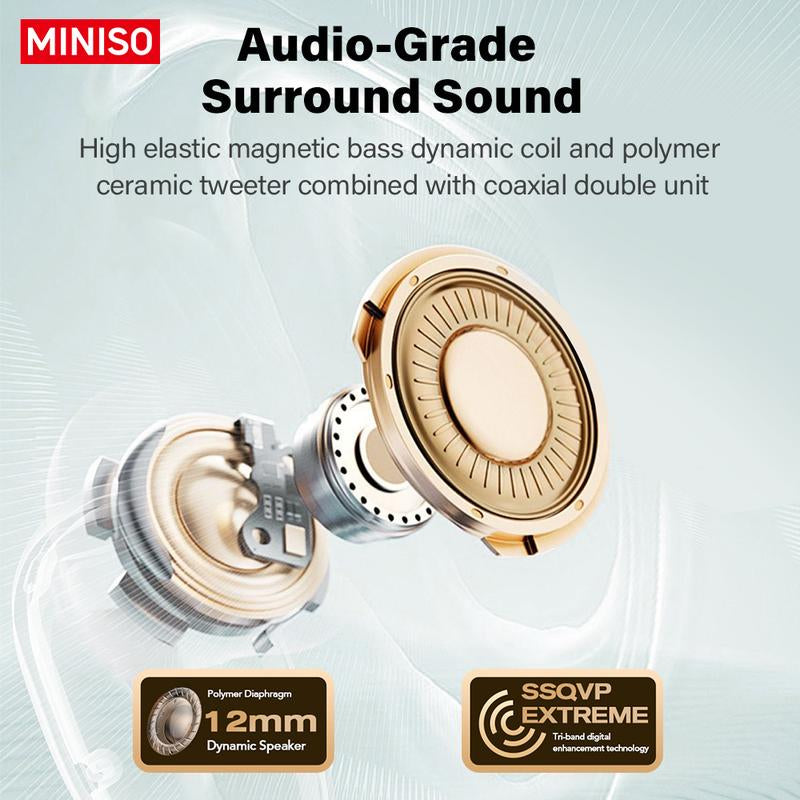 MINISO MS189 Wireless Earphones,Stereo HIFI Sound Earphones,Full Color Display Touch,Up to 48 Hours Power ,Ultra-Comfort Wireless Headphones,For Gym Running Workout