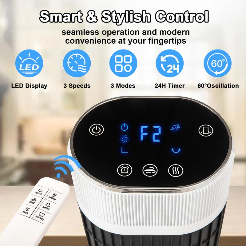 TMWINGS Tower Fan for Bedroom, 36/40/42 Inch Quiet Standing Fan, 90° Oscillating Bladeless Cooling Fan with Remote & Touch Control, 3 Speeds, 3 Modes, 24H Timer, High Velocity Airflow, Child-Safe Design, Floor Fan for Home Living Room Office