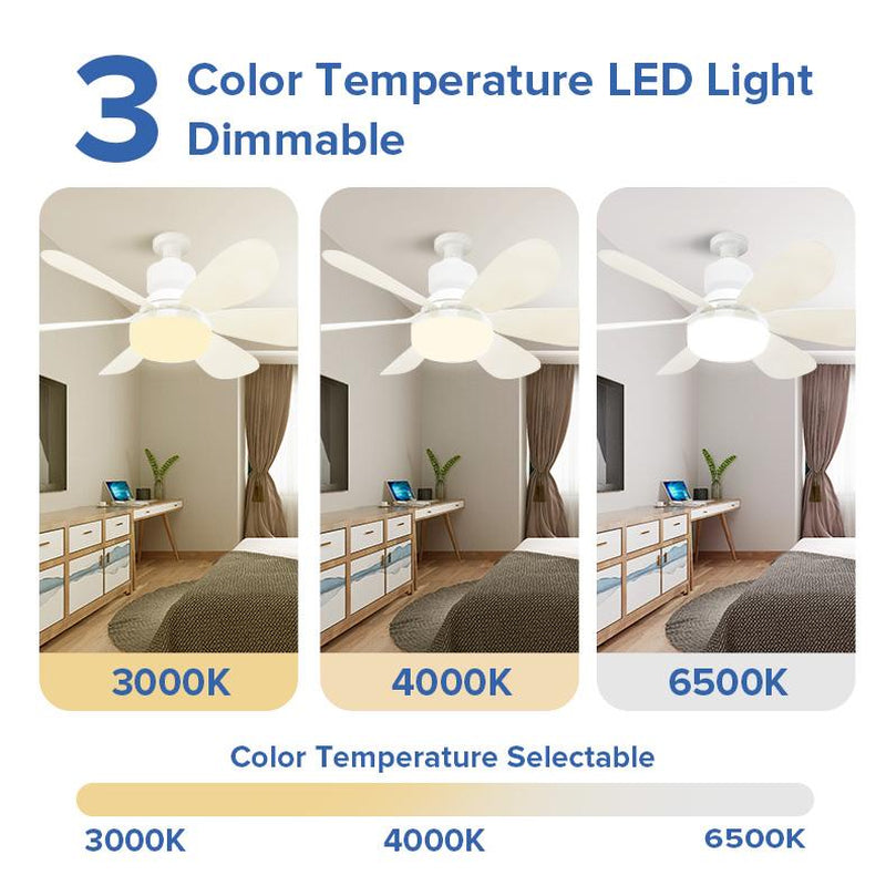 Remote-Controlled Dimmable Ceiling Fan Light | 3-In-1 LED Light + Fan | No Tools Needed – Perfect for Dorms & Bathrooms