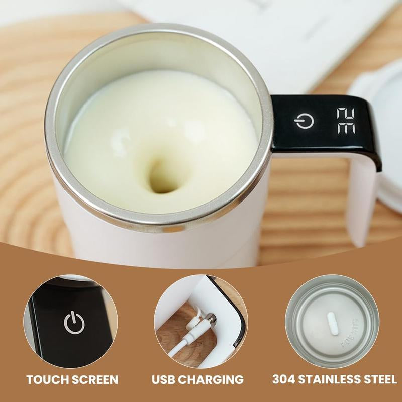 Self Stirring Mug, Rechargeable Auto Magnetic Coffee Mug with Digital Display, Waterproof Automatic Mixing Cup for Milk/Cocoa at Office/Kitchen/Travel 13Oz, Best Gift