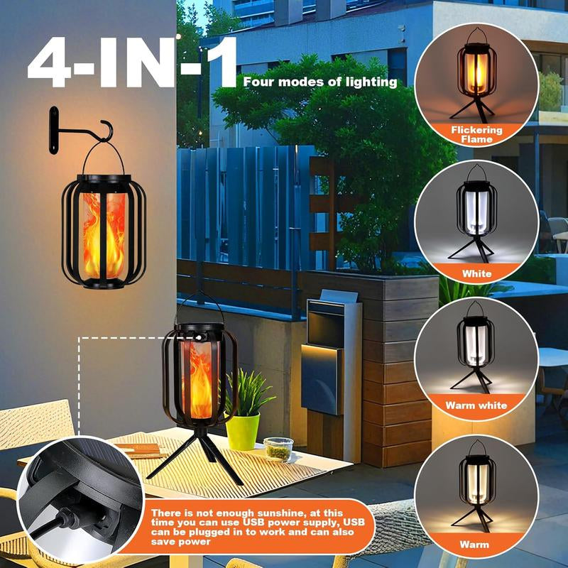 【Bougerv 9-Inch Solar Lantern Outdoor Light with Base】 - Waterproof Flickering Flame Effect for Patio, Garden, and Room Decoration | 6.3X4.7X3.3 Inches | Energy Efficient Monocrystalline Silicon Panels | 8-12 Hours Operation Time