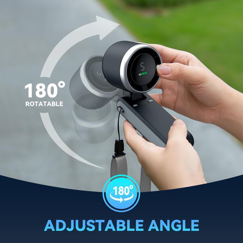 Portable Folding High-Speed Handheld Fan, 5 Gear Wind,4000Mah Battery Operated, up to 10 Working Hours, 3 in 1 Hand Fan Rechargeable with Air Turbo Tech Cooling Fan for Outdoor Activities, Travel, Working,Must-Haves in Summer
