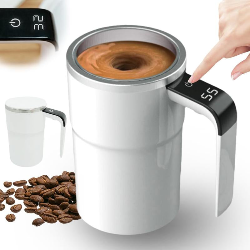 Self Stirring Mug, Rechargeable Auto Magnetic Coffee Mug with Digital Display, Waterproof Automatic Mixing Cup for Milk/Cocoa at Office/Kitchen/Travel 13Oz, Best Gift
