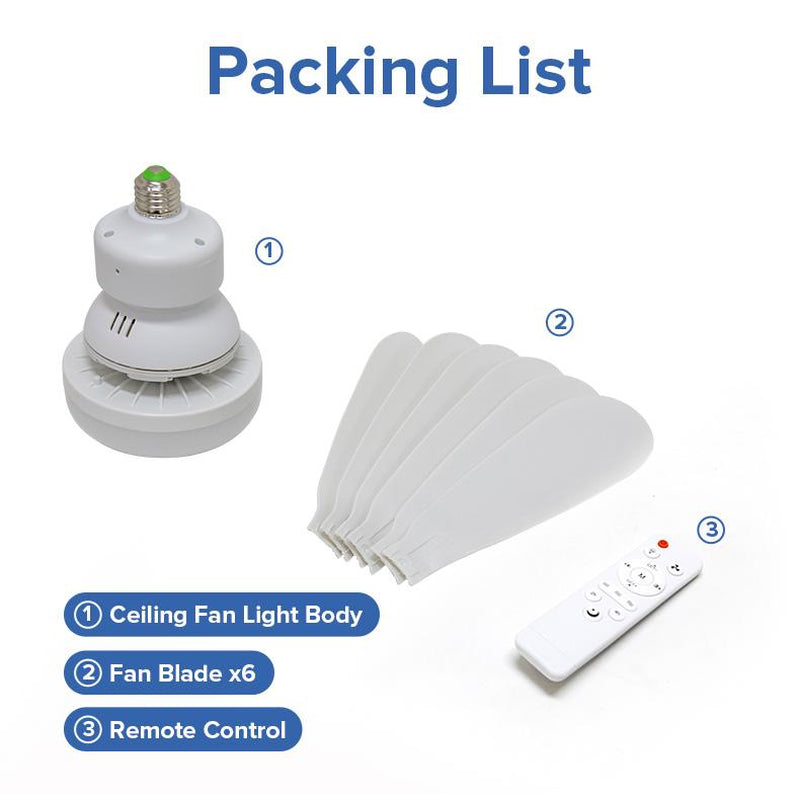 Remote-Controlled Dimmable Ceiling Fan Light | 3-In-1 LED Light + Fan | No Tools Needed – Perfect for Dorms & Bathrooms