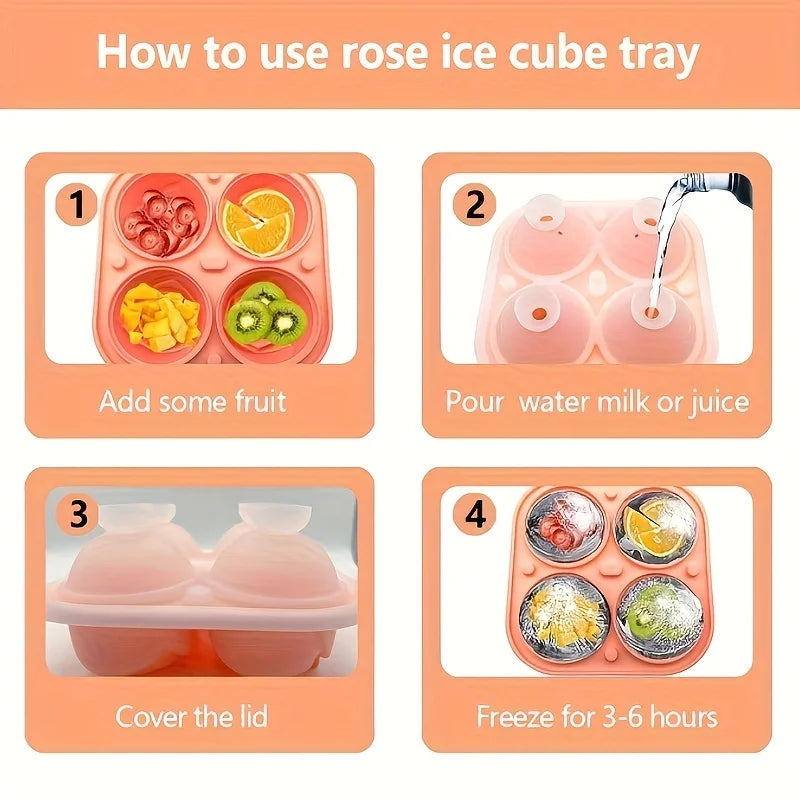 Silicone Rose-Shaped Ice Mold Tray - 1Pc, Ideal for Chilled Beverages, Coffee & Juice, Perfect Summer Kitchen Accessory