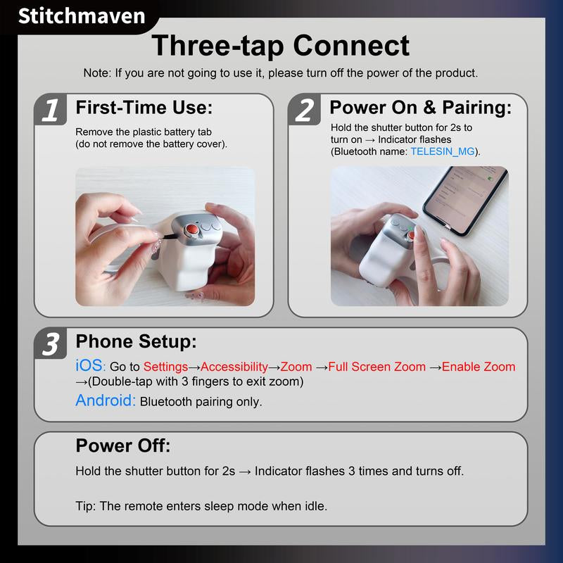 Telesin Magnetic Phone Camera Grip,Anti Shake,Multi Function Bluetooth Shutter,Compatible with IOS and Android,Selfie Tools,Daily Use