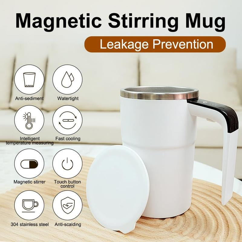 Self Stirring Mug, Rechargeable Auto Magnetic Coffee Mug with Digital Display, Waterproof Automatic Mixing Cup for Milk/Cocoa at Office/Kitchen/Travel 13Oz, Best Gift