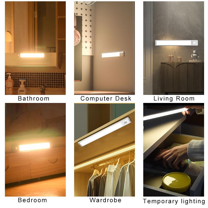 Under Cabinet Lights,76Led Motion Sensor Night Light Indoor,Magnetic Dimmable Lights for Kitchen,1500Mah USB Rechargeable Light,Wardrobe Lighting, Stairs