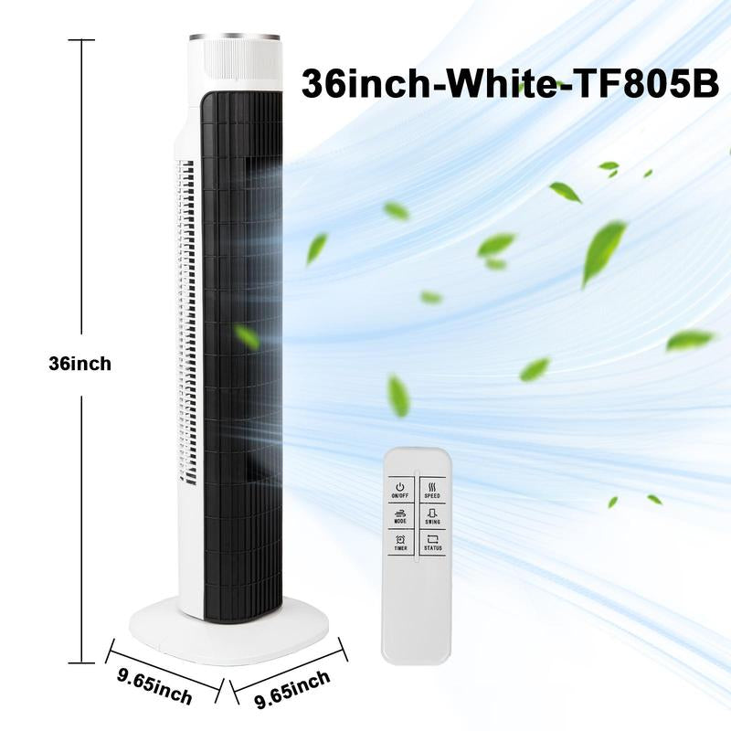 TMWINGS Tower Fan for Bedroom, 36/40/42 Inch Quiet Standing Fan, 90° Oscillating Bladeless Cooling Fan with Remote & Touch Control, 3 Speeds, 3 Modes, 24H Timer, High Velocity Airflow, Child-Safe Design, Floor Fan for Home Living Room Office