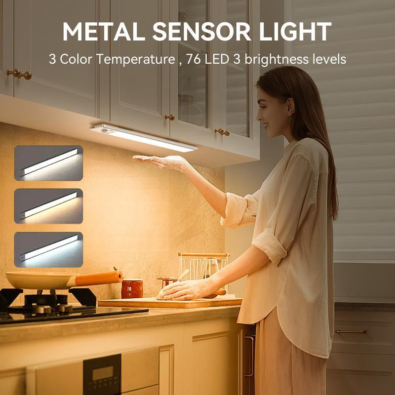 Under Cabinet Lights,76Led Motion Sensor Night Light Indoor,Magnetic Dimmable Lights for Kitchen,1500Mah USB Rechargeable Light,Wardrobe Lighting, Stairs