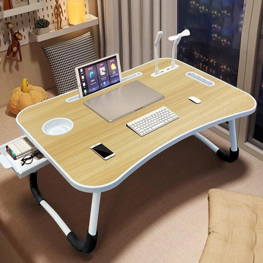 Laptop Bed Desk – Portable Foldable Lap Desk with Storage Drawer & Cup Holder for Bed, Couch, Working, and Reading