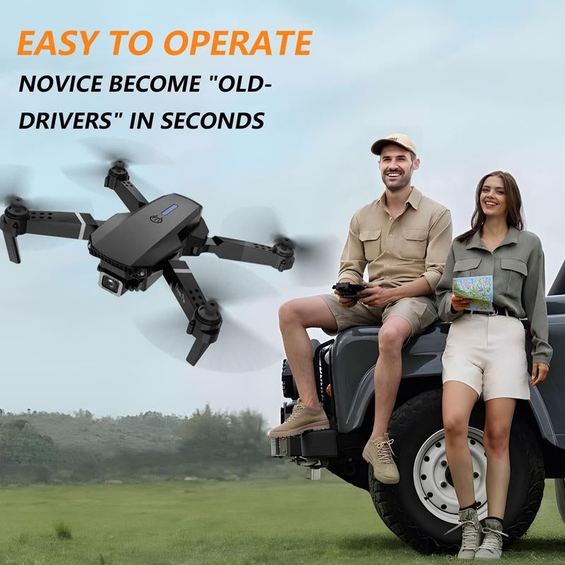E88 Drone with Ultra HD Camera, Altitude Hold, Six-Axis Gyro, One-Key Takeoff/Landing, 360° Flip, Headless Mode, Foldable Mini Quadcopter for Beginners & Kids, Remote Control Toys for Adult Gifts